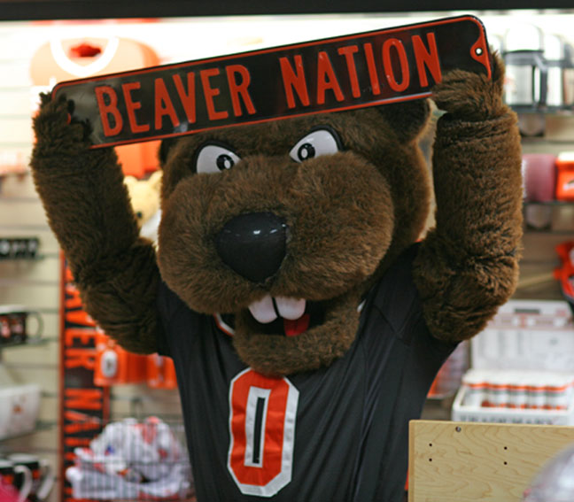 Benny Beaver fended off the Trojans Thursday night in Corvalis